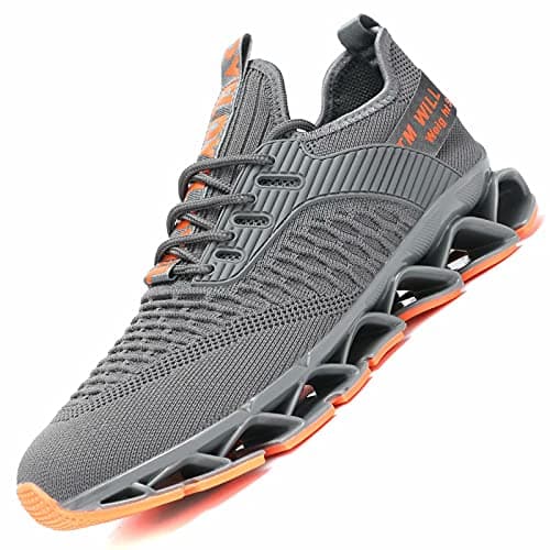 Chopben Men's Running Shoes Blade Non Slip Fashion Sneakers Breathable Mesh Casual Athletic Lightweight Walking Shoes Grey 9.5
