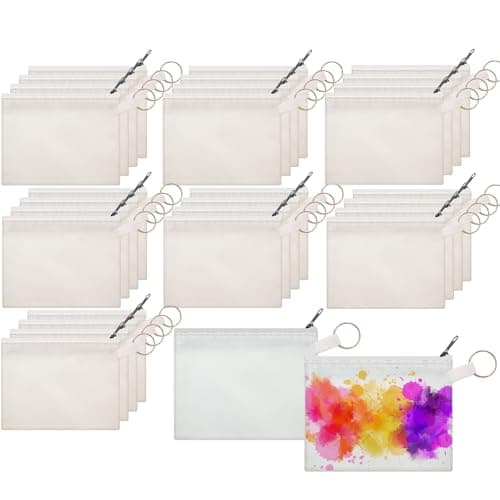 Frienda 30 Pieces Sublimation Blank Small Coin Canvas Makeup Bags Bulk Cosmetic DIY Craft Pouch with Zipper Coin Purse Pencil Pouch Travel Toiletry OrganizerWhite