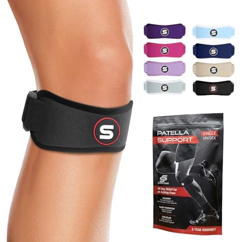 SS SLEEVE STARS Patellar Tendon Support Strap Swedish Brand for Women & Men Effective Osgood Schlatter Knee Brace Youth & Kids with 3 Adjustable Length fits 12"-24" (Pair/Black/Adult)
