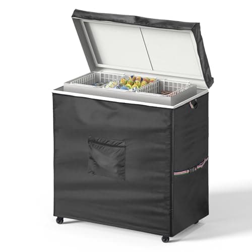 Fentiff Deep Freezer Cover Waterproof Dustproof Chest Freezer Cover Freezer Covers for Outside 70 Cubic Feet Chest Freezer All Season Protection Top with Zipper to Open35L X 21W X 33H
