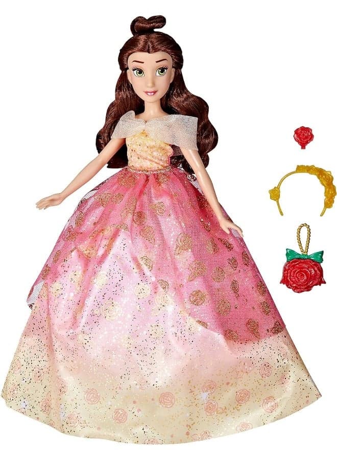 Disney Princess Life Belle Fashion Doll, 10 Outfit Combinations, Fashion Doll Clothes and Accessories, Toy for Kids 3 Years Old and Up