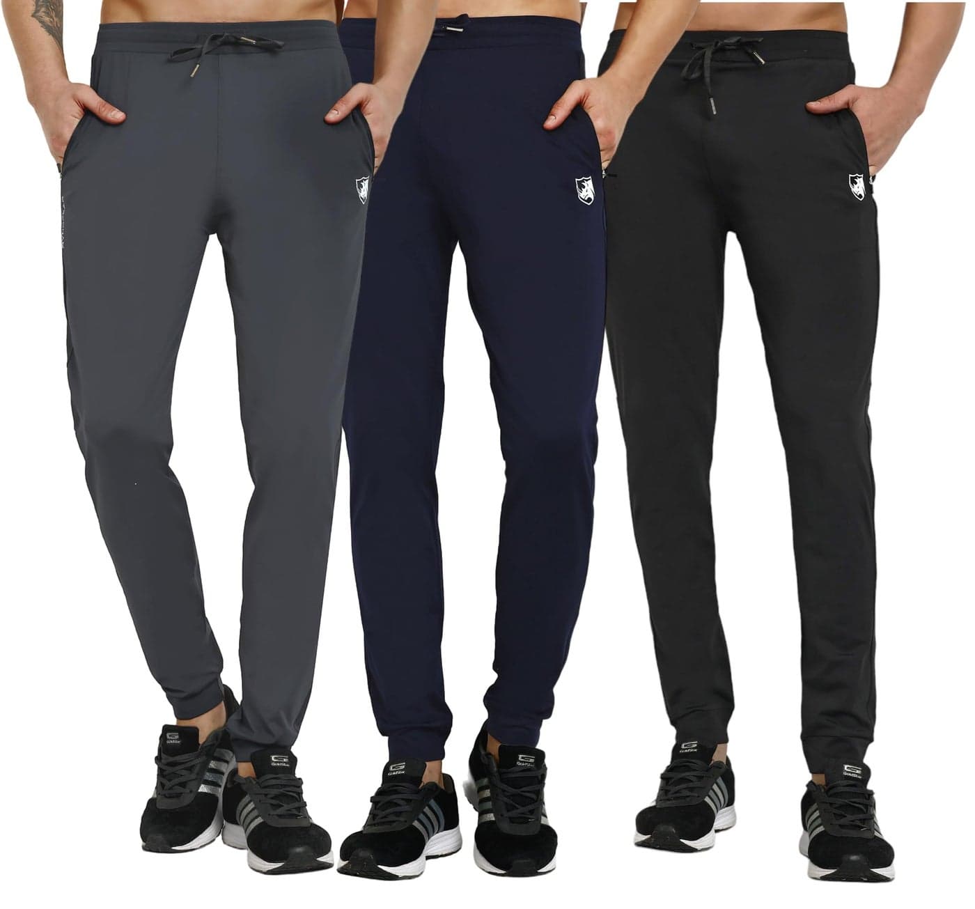 RynoGear Regular fit Stretchable Track Pants Combo with Zipper Pockets (Pack of 3)
