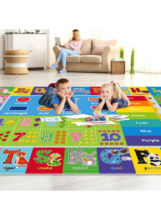 LTKOUGFAM Kids Play Rug for Playroom, Kids Play Mat ABC Educational Area Rug, Toddler Baby Playroom Mat, Alphabet Animal Soft Non-Slip Kids Rug Carpet for Boy Girl Bedroom (78.7X59 INCH Green)