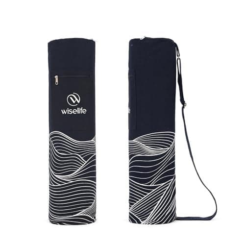 Wiselife Yoga Mat Bag Blue Premium Carry Bag, Full Easy Access Zip, Multi Functional Storage Pockets & Adjustable Shoulder Strap | 28 x 8 inch(Blue)