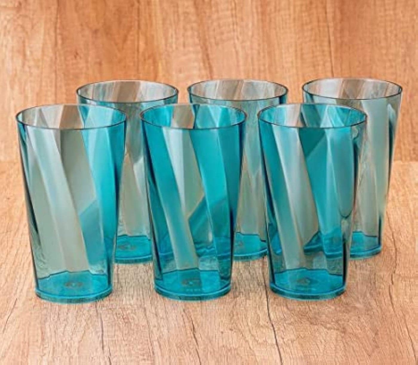 AWICKTIK 6 Pcs Unbreakable Transparent BPA Free Food Grade Plastic Fiber Drinking Water Glass Set, Juice Glass, Cocktail, Lassi, Soda, Milkshake, Beer Glass, Wine Glass Set 300 ml