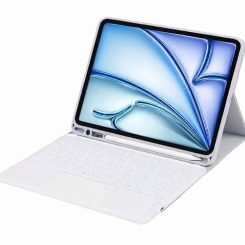 RTSY Keyboard case for iPad Air 11 (M4/M3/M2) & iPad Air 5th/4th with Multi Touch Trackpad & 7-Colors Backlit, Magnetic Detachable Wireless Bluetooth (Grey White)