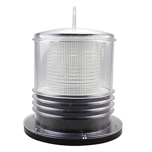 Pilotlights.net Solar Dock Warning Light - Waterproof Solar Dock Lighting - Constant On or Flashing 360 Degree Lighting - Cool White LED