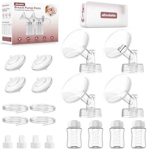 Pump Parts Compatible with Spectra S1/S2/9 Plus Breastpump, 4 Set Replacement Parts for Spectra Include 21mm Flange,Duckbill Valve,Backflow Protector,Tube,Bottle, Not Original Spectra S2 Accessories