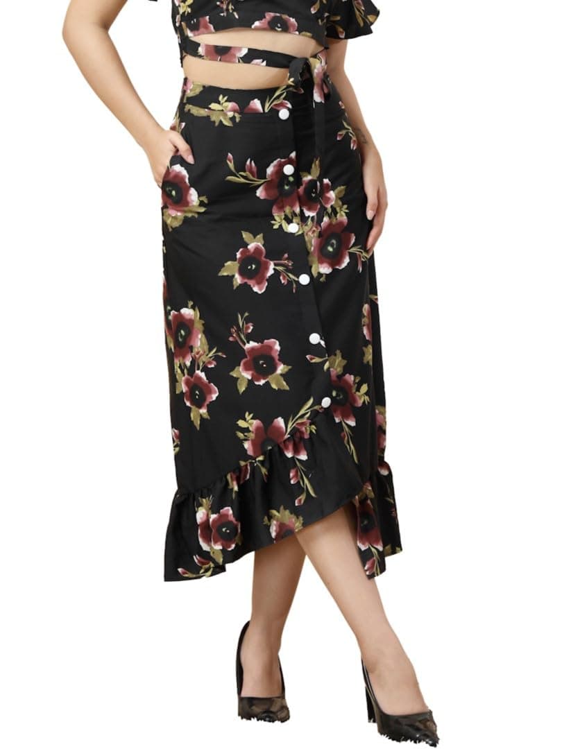 OOMPH! Long Skirts for Women Black - msk202