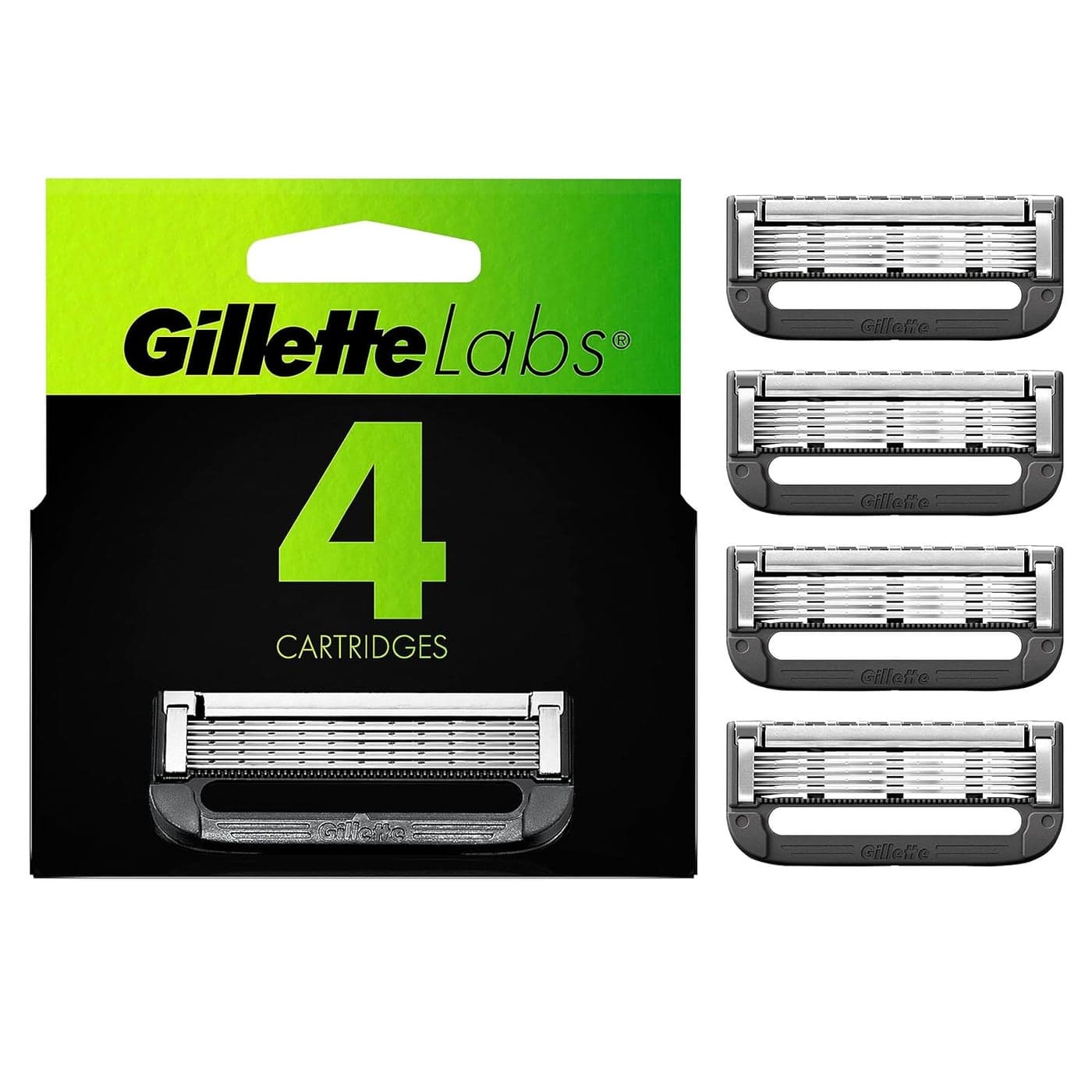 Gillette Labs Mens Razor Blade Refills Compatible with Gillette Labs Razors 4 Cartridges With Exfoliating Bar