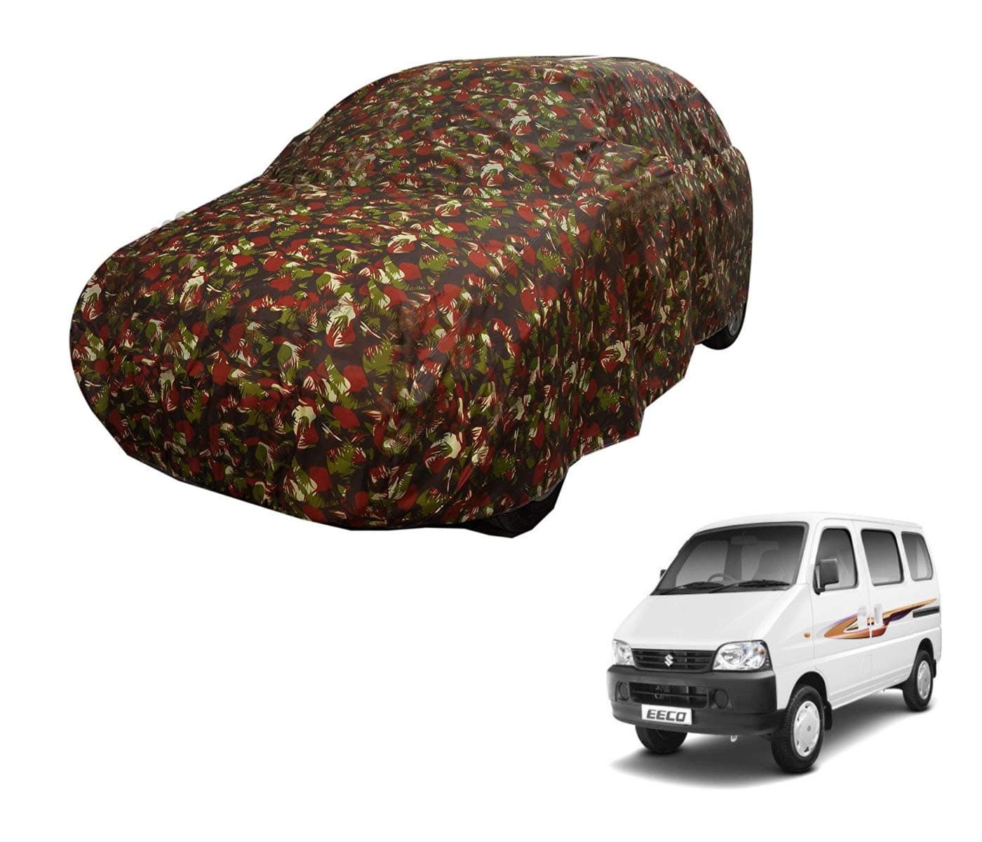 Auto Hub Car Cover Compatible with Maruti Eeco with Mirror Pocket, Water Resistant, Triple Stitched, Eeco Car Cover- Jungle