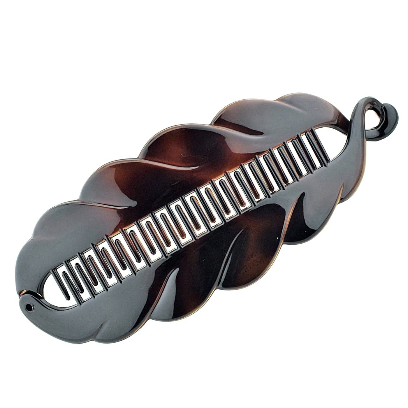 Parcelona French Scallop Fishtail Tortoise Shell Brown Large 6 12 Celluloid Acetate Ponytail Interlocking No Slip Grip Banana Hair Clip for Women and Girls Made in France Tortoise Shell Brown