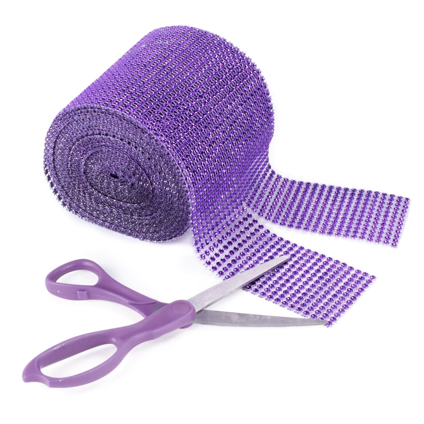 Super Z Outlet Sparkling Rhinestone Mesh Ribbon for Event Decorations Wedding Cake Birthdays Baby Shower Arts Crafts 475 x 10 Yards 24 Row 1 Roll Purple