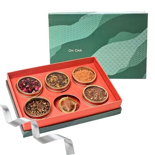 OH CHA - Satori Tea Gift Set with Infuser & Jaggery Powder | Hibiscus Rose, Tulsi Mulethi, Moroccan Mint & Detox Kahwa Tea | Luxury Gift Box for Wellness, & Mindfulness | Premium Gift Hamper | Perfect for Corporate Gifting, Wedding, Anniversaries | Festive Celebrations Box
