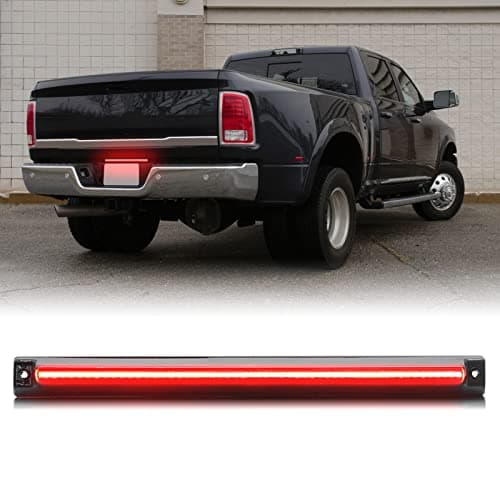 LED Tailgate Light Bar Compatible with Ram 2500 3500 Dually Models 2006-2018, F1 Strobe Flash LED Tailgate ID Lightbar Smoked Lens