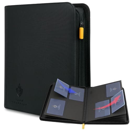 Card Guardian Toploader binder 4 Pocket top loader binder with Zipper for 160 Cards Side Loaded Pockets Compatible with Sports and Trading Cards TCG Black