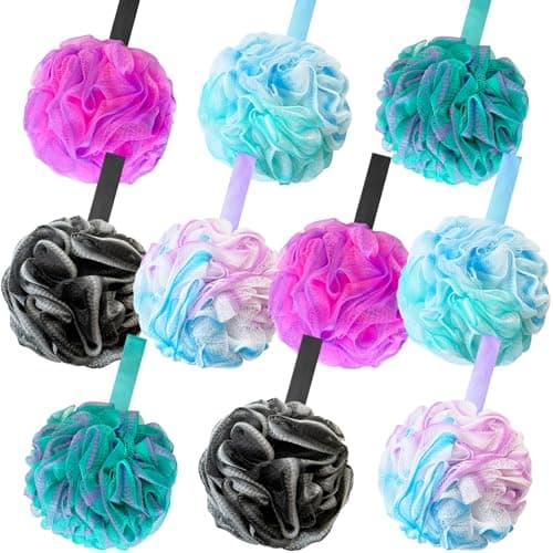 10 Pack Bath Sponges Loofahs 40gSoft Mesh Shower LoofahsBody Scrubber Bath Balls for Women and Men Children WashingBeauty Bathing AccessoriesSet of 5 Flower Color