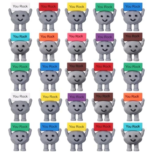 Gejoy 50 Pcs Mini Rubber Stone Toys Positive Mini Rock Stones Figures to Hide You Rock Gifts Decorations and Encouragement Birthday Motivational Gifts for Colleague Staff Teacher