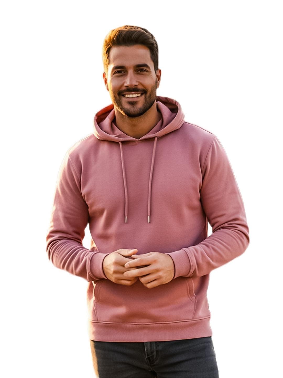 Neostreak Men's Cotton Blend Neck Hooded Regular Fit Sweatshirt (neoswtsolhd-02-oldros-m_Old Rose_Medium)