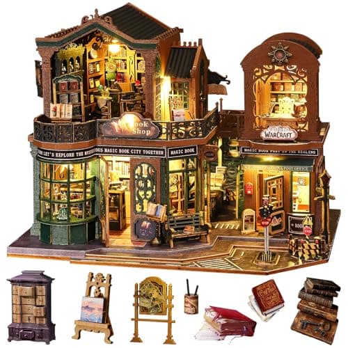 Spilay DIY Miniature House Kit DIY Dollhouse Kit with Music Box Forest Adventures 3D Wooden Puzzle Book Nook Kit for Adult Bookshelf DecorGift for Birthday Halloween Christmas