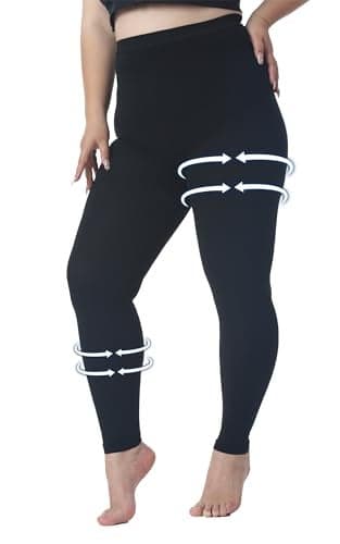Plus Size 4XL Medical Compression Pantyhose for Women & Men, 15-20 mmHg Graduated Compression Leggings, Opaque Footless Waist High Compression Stockings for Edema, Varicose Veins, Flight, DVT, Black