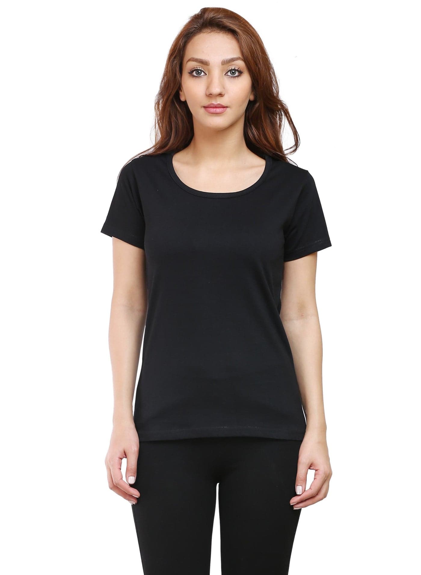 RSO Outfits Regular Fit Solid Cotton Half Sleeves Round Neck Women's T-Shirt Black