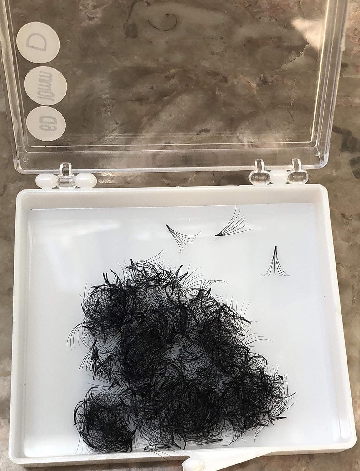 6D PREMADE (HAND MADE) FAN LASHES (500 FANS/TRAY) FOR EYELASH EXTENSION, C CURL AND D CURL, 0.07 THICKNESS, LENGTH FROM 10MM-15MM (D11mm6D)