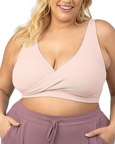 Kindred Bravely Sublime Adjustable Crossover Busty Nursing Bra | Wireless Maternity Bra for F, G, H, I Cups (Soft Pink, Small-Busty)