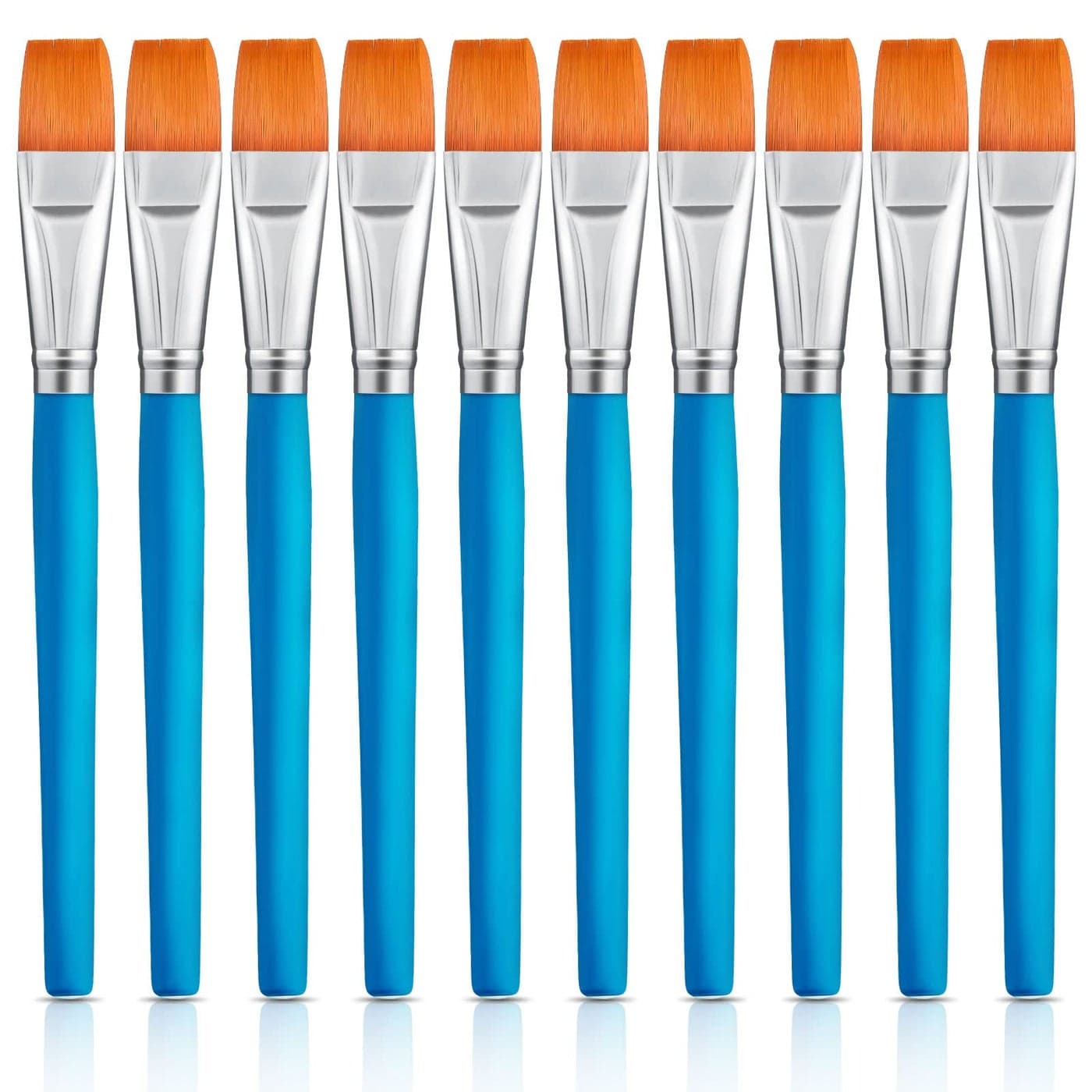 Zonon 10 Pcs 34 Inch Flat Paint Brushes Acrylic Painting Craft Accessories Small Watercolor Paint Brushes Bulk for Adult Artist Detail Oil Canvas Face81 x 09 x 34 InchSky Blue