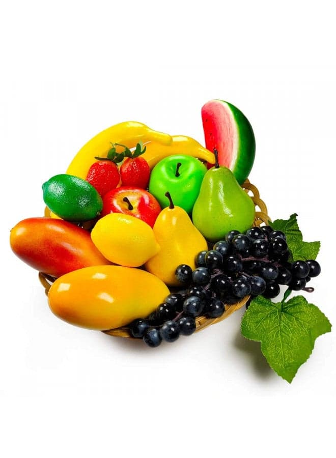 Artificial Fruits Pack, Fake Fruits for Home Decor, Simulation Fruit Set, Party Chirstmas Decortion, Fruit Modle for Photoshoot, Fake Strawberry, Mango, Bananas. Total 14 Pieces/Set