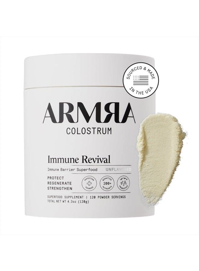 Colostrum™ Premium Powder, Grass Fed, Gut Health Bloating Immunity Skin & Hair, Contains 400+ Bioactive Nutrients, Potent Bioavailable, Keto, Gluten & Fat Free (Unflavored | 120 Servings)