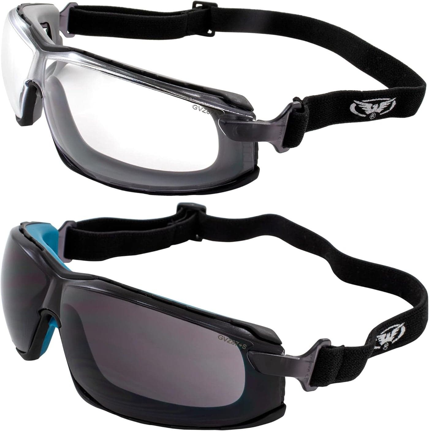 Global Vision Sunn Up Motorcycle Safety Goggles - 2 Pair with Clear and Smoke Lenses