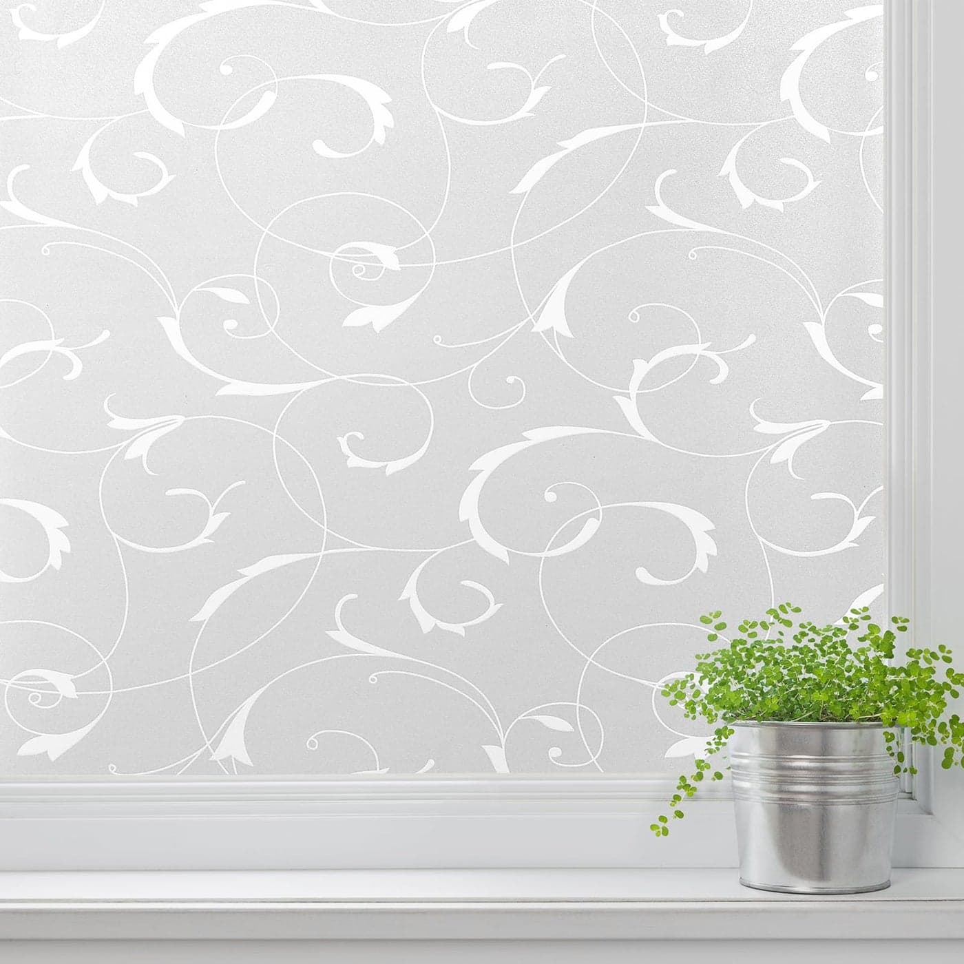 LEMON CLOUD Window Privacy Film NoAdhesive Static Decorative Window Film Frosted Stained Glass Window Cling Vine Design 175 x 1574 Inch White Leaf