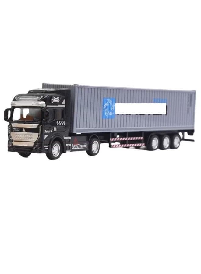 1:48 Container Truck Alloy Model , Rear Door Openable Body Separable Design , Pull-Back Alloy Car Model Toy , Ornament Simulation Car Alloy Model, Container Truck Alloy Collection Gift For Boys Girls Commemoration Display Ornament, Gray/Black, 32*5.5*7.5 cm