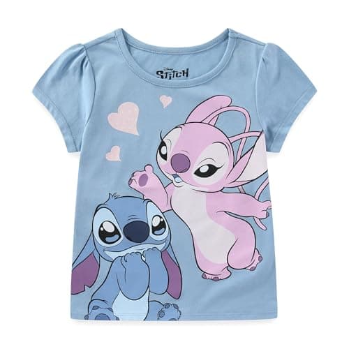 Disney Lilo & Stitch Angel Girls Short Sleeve T-Shirt for Big Kids Blue