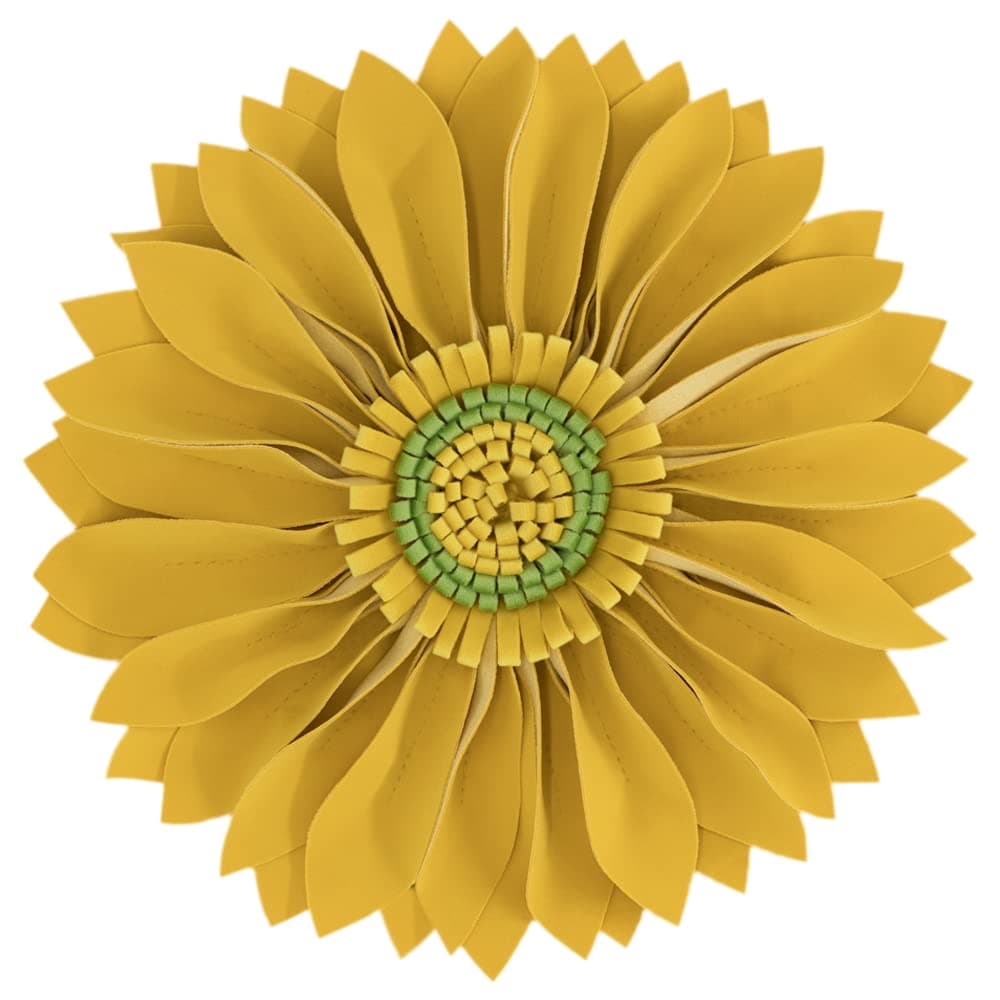 JWH Stereo Flower Throw Pillow Cover Aesthetic Decorative Daisy Accent Pillow Case Round Floral Cushion Handmade Pillowcase for Car Bed Couch Bedroom Chair 12 Inch Mustard Yellow
