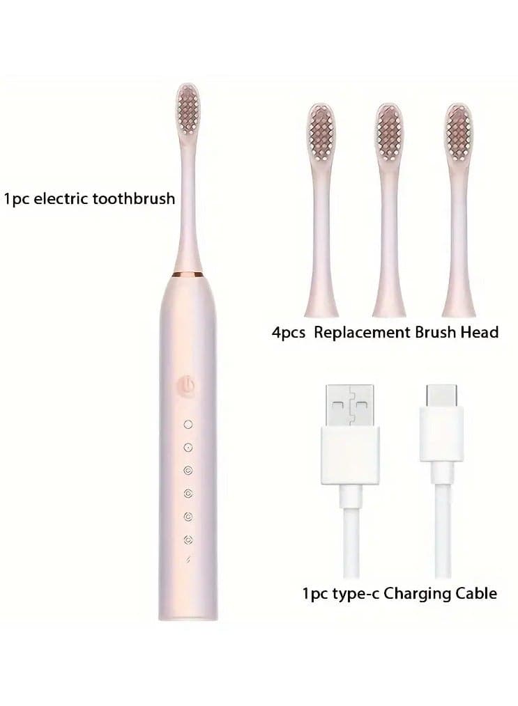 Sonic Electric Toothbrush With Brush Heads For Men Women Tooth Clean 5 Modes Smart Timer Electric Toothbrushes