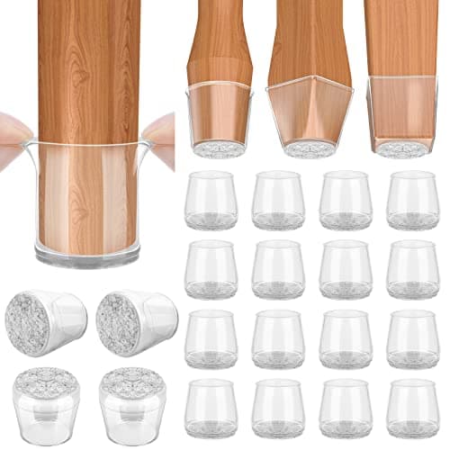 BALEINE 16 Pack Silicone Chair Leg Floor Protectors Stool Leg Protectors Cap NonSlip Chair Leg Caps for Hardwood Floors Clear Large 16 Pack