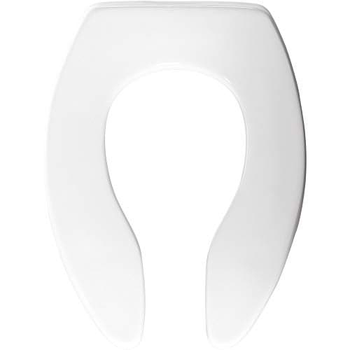 CHURCH 9500CT Commercial Open Front Plastic Toilet Seat, Extra Heavy Duty Slow Close Industrial Seat without Lid, Secure Installation, Made in USA, Elongated, White