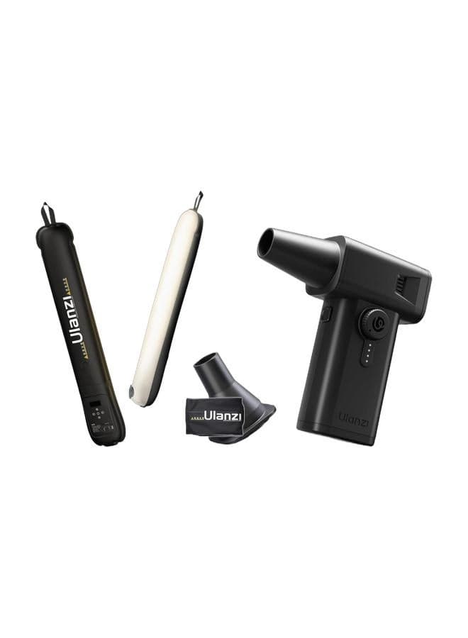Ulanzi UA12 Bi-Color Inflatable Tube Light, Foldable LED Video Light for Photography, 2700K-6500K, 12W 2500mAh Rechargeable Photography Light Bar 1/4" Mount LED Lighting Wand Stick for Video Shooting & ULANZI AD02 Storm Electric Air Duster V2, 130,000 RPM Compressed Air Duster, 12.5W Fast Charge, Va