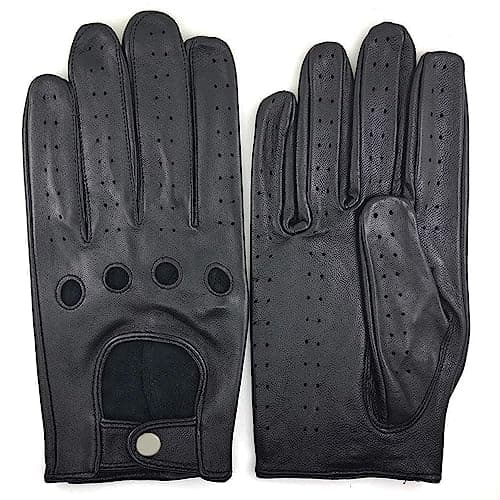 ZLUXURQ Mens Touchscreen Professional Leather Driving Gloves Unlined -Soft and Thin Italian Lambskin Black