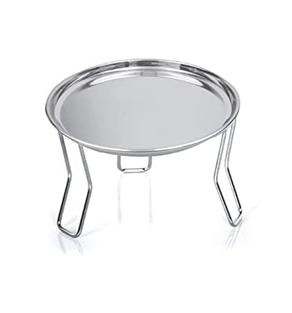 QUALIZA Stainless Steel Chrome Plated Fancy Water Matka and Pot Stand with dish Plate Matka Stand Pot Stand Matka rack For kitchen
