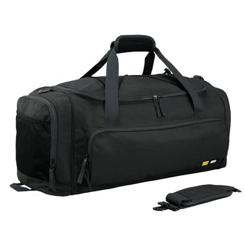 MIER Large Duffel Bag Men's Gym Bag with Shoe Compartment, 60L, Pure Black