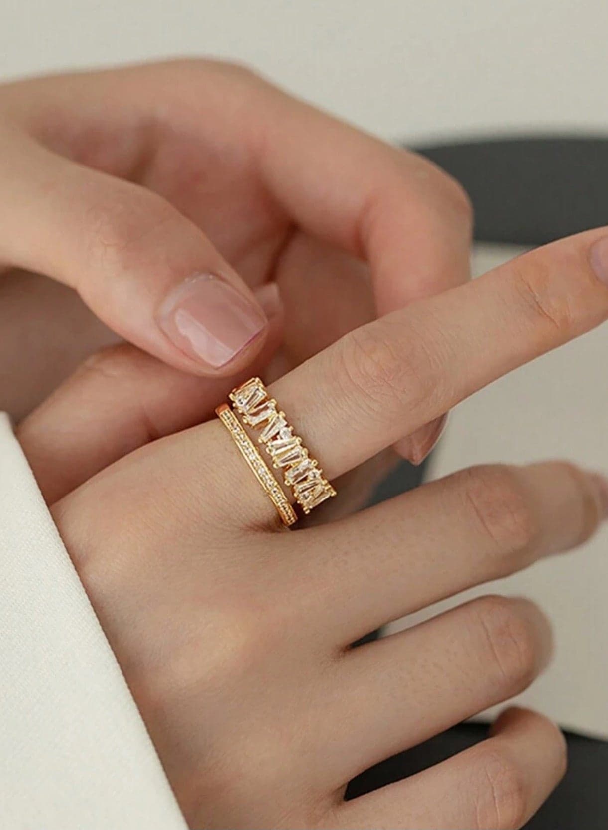 Elegant Gold Plated Cubic Zirconia Ring For Women One Size