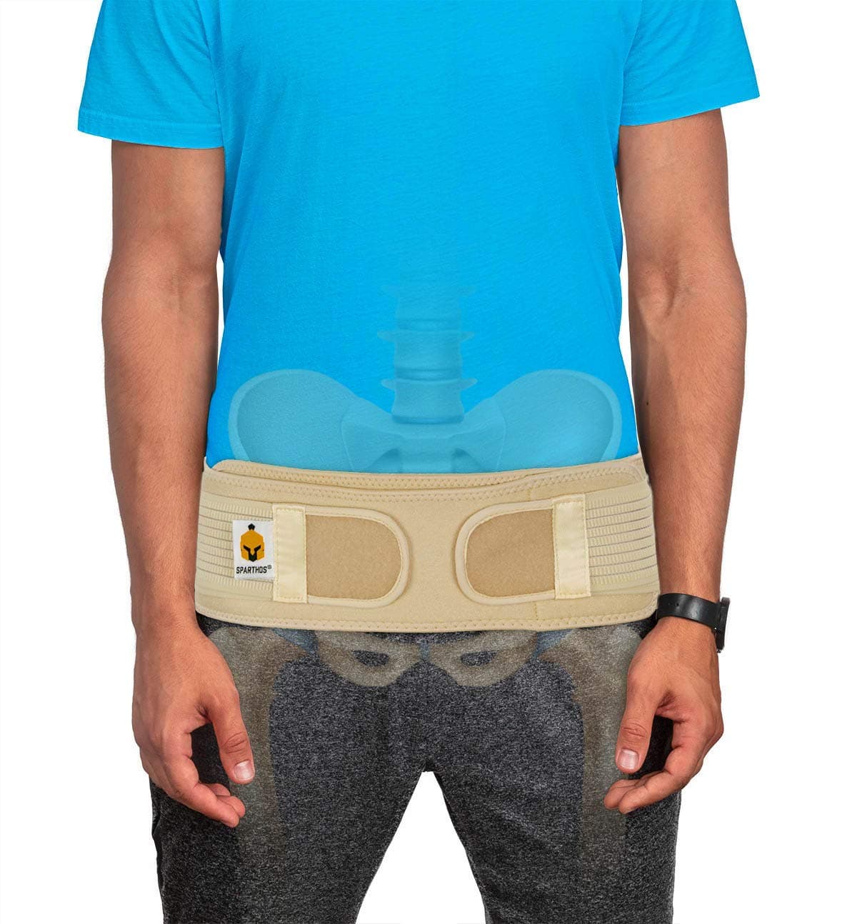 Sparthos Sacroiliac Si Hip Brace Immediate Relief for Siatic, Pelvic, Low Back and Leg Pain - Hip Joint Support for Women and Men - for Sacral Nerve, Waist, Pregnancy (Beige-XL+)