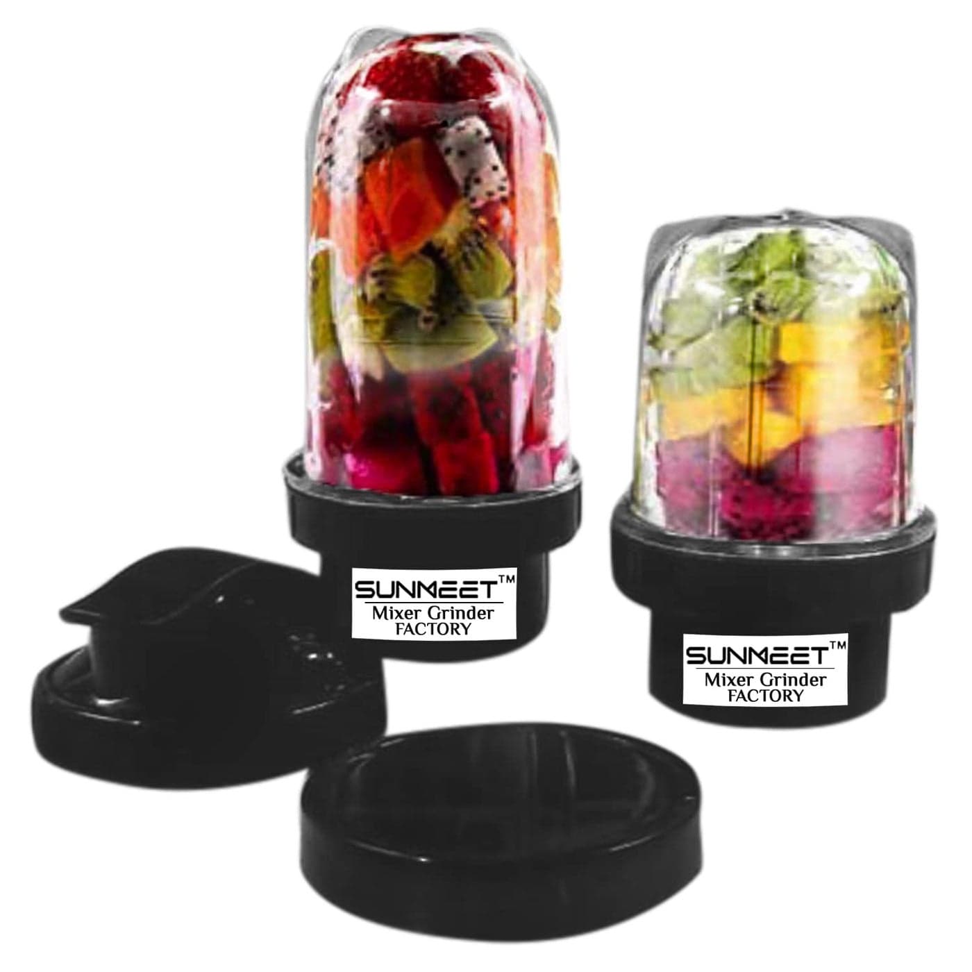 Sunmeet Bullet Jar for Mixer Grinder Combo of 2 Jar 530 ML 350 ML with Gym Sipper Cap Black NMGF52