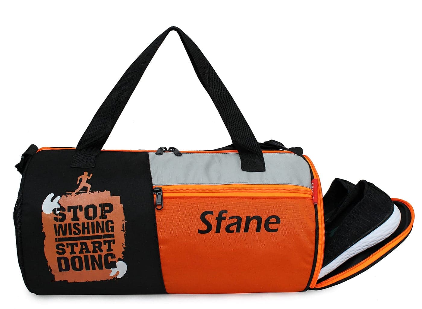Sfane Grey Gym Bag/Duffle Bag/Sports Bag/Shoulder Bag/Sports Bags/Gym Bags for Men & Women with Shoe Compartment