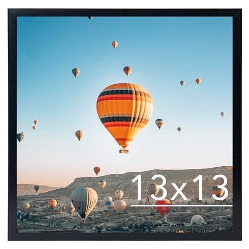 JCJMY 13x13 Picture Frame Black for Wall Hanging, Wall Mounting Horizontally or Vertically, 13 x 13 Square Wall Gallery Poster Photo Frame with Shatter Resistant Plexiglass, Black
