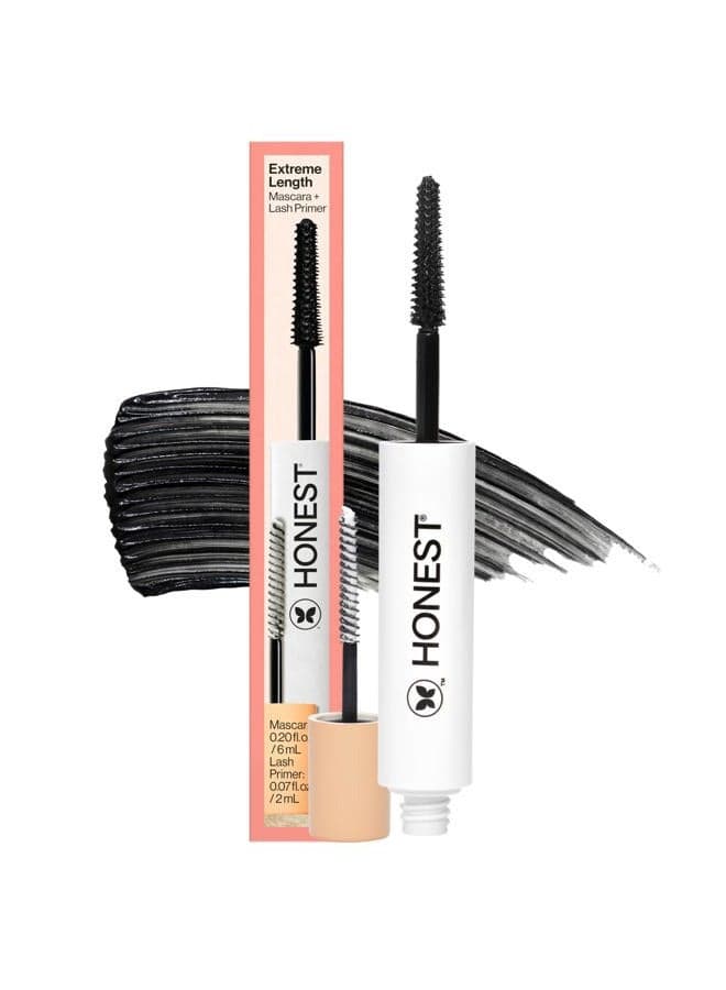 2-in-1 Extreme Length Clean Mascara + Lash Primer | Lengthening + Volumizing | EWG Verified + Cruelty Free | Black, .27 fl oz
