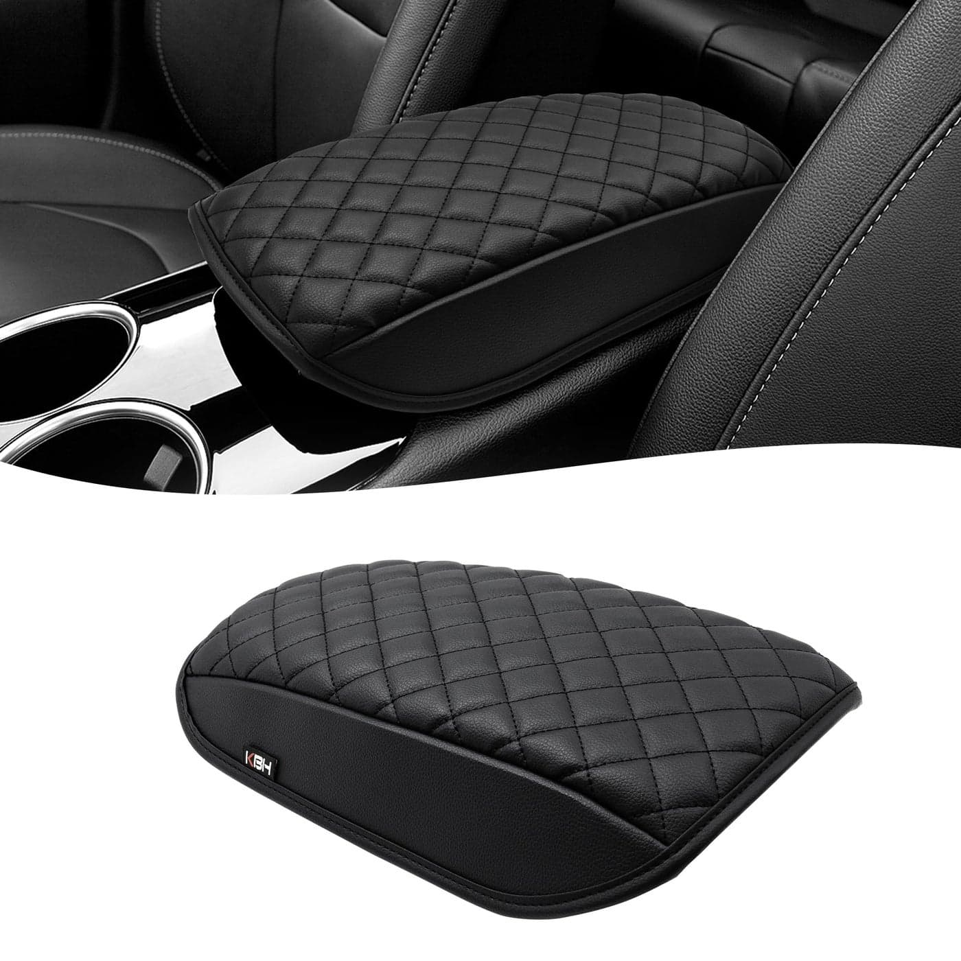 KBH Center Console Armrest Cover for Ford Fusion 2013 2014 2015 2016 Middle Console Lid Protector Arm Hand Rest Cushion Interior Accessories Vinyl Leather AntiScratch Black